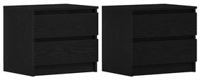 vidaXL Κομοδίνο 2 pcs Μαύρη δρυς 50 x 40 x 43.5 εκ. Επεξεργασμένο ξύλο