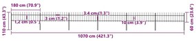 vidaXL Φράχτης Κήπου με Κορυφή Δόρυ από Ατσάλι, Μαύρος 1070x60 εκ.