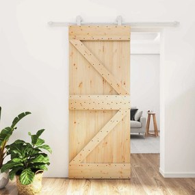 vidaXL Συρόμενη Πόρτα Φυσικό και Λευκό 85 x 210 cm