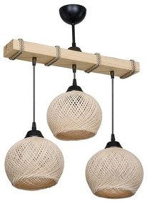 Pakoworld Φωτιστικό Οροφής Τρίφωτο Fiona 3xΕ27 50x20x63cm Κρεμ-Φυσικό 147-000066