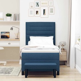 vidaXL Κρεβάτι με ελατήρια με στρώμα Μπλε 100 x 200 cm ύφασμα