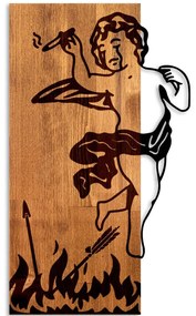 Διακοσμητικό Τοίχου Fallen Eros 899SKL2703 35x3x58cm Walnut-Black Wallity Μέταλλο,Ξύλο