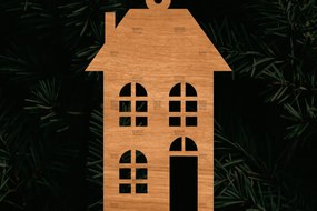 Σετ των 3 Intra απο ξύλο plywood 3mm-4mm πάχος Χριστουγεννιάτικο Στολίδι Κτίριο κομμένο Δίασταση 8x8 cm INTRAFABR-108110472