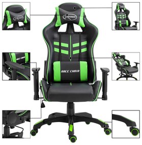 vidaXL Καρέκλα Gaming Πράσινη από Συνθετικό Δέρμα
