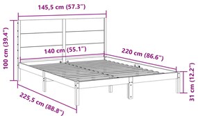 ΠΛΑΙΣΙΟ ΚΡΕΒΑΤΙΟΥ ΜΑΚΡΥ ΧΩΡΙΣ ΣΤΡΩΜΑ 140X220 ΕΚ ΜΑΣΙΦ ΞΥΛΟ 3309285