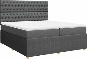 vidaXL Κρεβάτι Boxspring με Στρώμα Σκούρο Γκρι 200x200 εκ. Υφασμάτινο