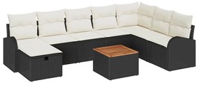 vidaXL Σετ Καναπέ Κήπου με μαξιλάρι 9 pcs Μαύρο Πολυ ράταν