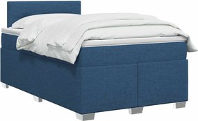 vidaXL Κρεβάτι Box Spring με Στρώμα και LED Μπλε 120 x 190 cm Ύφασμα