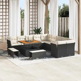 vidaXL Σετ Καναπέ Κήπου 13 pcs Μαύρο συνθετικό ρατάν