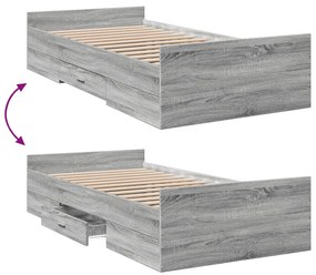vidaXL Πλαίσιο Κρεβατιού με συρτάρια Γκρι sonoma 100x200εκ. Επεξ. Ξύλο