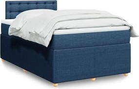 vidaXL Κρεβάτι Boxspring με Στρώμα Μπλε 120x200 εκ. Υφασμάτινο