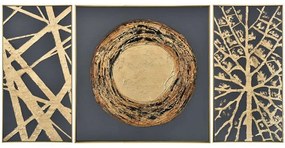 Πίνακας Καμβάς Triplet (Σετ 3Τμχ) 021618 167,5x4,5x87,5cm Black-Gold Horizontal Ξύλο, Καμβάς