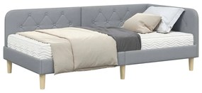 vidaXL Κρεβάτι Γωνίας με στρώμα Ανοιχτό γκρι 90 x 200 cm ύφασμα