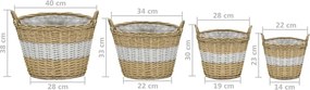 vidaXL Γλάστρες Υπερυψωμένες 4 τεμ. Wicker με Επένδυση Πολυαιθυλενίου