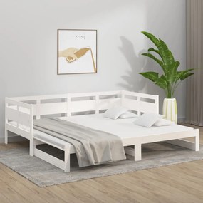 vidaXL Καναπές Κρεβάτι Συρόμενος Λευκός 2x(90x200) εκ. από Μασίφ Πεύκο