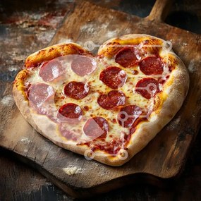 Intra Συλλεκτικό Ξύλινο Παζλ Plywood  4mm - Πίτσα Pepperoni σε σχήμα καρδιάς Σε Ξύλινο Κουτί - Διαστάσεις: 10x10 cm – 25 κομμάτια