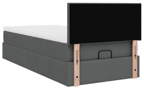 Οθωμανικό κρεβάτι με στρώμα σκούρο γκρι 90x190cm ύφασμα 3311339