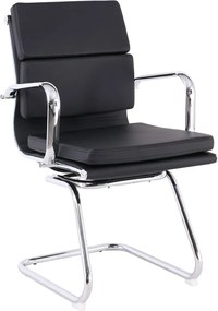 BF4800V Πολυθρόνα Γραφείου Επισκέπτη, Μέταλλο Χρώμιο, PU Μαύρο   2τμχ