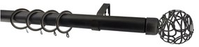Κουρτινόξυλο Φ28mm Μονό Επεκτεινόμενο 160-300cm Με Άκρα Grace Industrial Black 998185