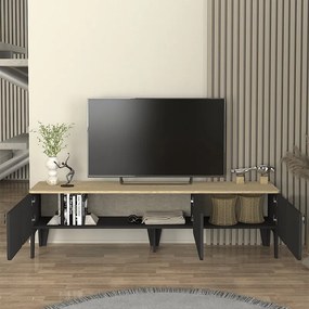 Έπιπλο τηλεόρασης Pedro ανθρακί-rota oak 180x35x50εκ