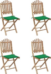 vidaXL Σετ Τραπεζαρίας Εξ. Χώρου Πτυσσόμενο 5 τεμ. Μπαμπού &amp; Μαξιλάρια