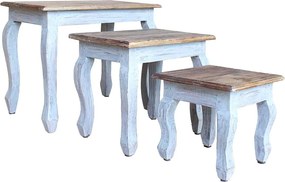 vidaXL Σετ Τραπεζάκια Ζιγκόν 3 τεμ. από Μασίφ Ξύλο Μαόνι