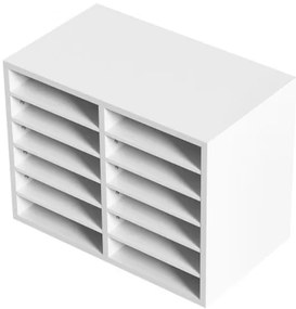 VEVOR Literature Organizers, 12 Compartments Office Mailbox with Adjustable Shelves, Wood Literature Sorter 20.4x12x16.1 inches for Office, Home, Classroom, Mailrooms Organization, EPA Certified White