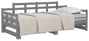 Καναπές Κρεβάτι Συρόμενος Γκρι 2x(90x200) εκ. από Μασίφ Πεύκο - Γκρι