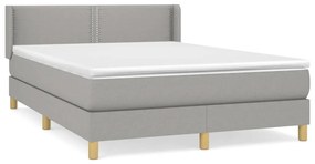 vidaXL Κρεβάτι Boxspring με Στρώμα Ανοιχτό Γκρι 140x200 εκ. Υφασμάτινο