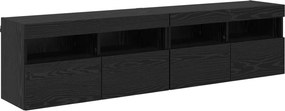 vidaXL Μονάδα Τοίχου Τηλεόρασης 4 pcs Μαύρη Οξυά Επεξεργασμένο ξύλο