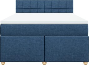 vidaXL Κρεβάτι Boxspring με Στρώμα Μπλε 160x200 εκ. Υφασμάτινο