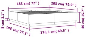 Πλαίσιο Κρεβατιού Γκρι Sonoma 180x200 εκ. Επεξεργασμένο Ξύλο - Γκρι