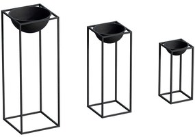 Κασπώ (Σετ 3Τμχ) 247HFM1168 28x28x80/22x22x60/17x17x40cm Black Aberto Design Metal