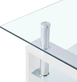vidaXL Τραπεζάκι Σαλονιού Λευκό και Διαφανές 95x55x40 εκ. Ψημένο Γυαλί