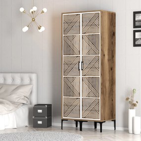 Διφυλλη Ντουλαπα Καρυδια/Λευκο KUMSAL 47.5x80x201.4