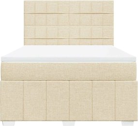 vidaXL Κρεβάτι Boxspring με Στρώμα Κρεμ 140x190 εκ. Υφασμάτινο