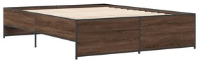 vidaXL Πλαίσιο Κρεβατιού Καφέ Δρυς 150x200 εκ. Επεξ. Ξύλο &amp; Μέταλλο