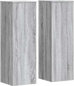 vidaXL Βάσεις Φυτών 2 Τεμ. Γκρι Sonoma 33x33x100εκ. Επεξεργασμένο Ξύλο