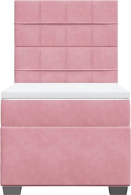 vidaXL Κρεβάτι Boxspring με Στρώμα Ροζ 100x200 εκ. Βελούδινο