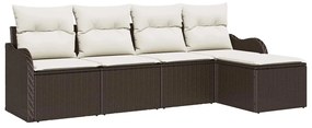 vidaXL Σετ Καναπέ Κήπου με μαξιλάρι 5 pcs Καφέ Πολυ ράταν