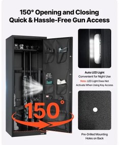 VEVOR 10-12 Gun Safe, Long Gun Cabinet for Rifles and Pistols, Quick Access Fireproof Rifle Safe with 4 Pistol Pockets and 3 Adjustable Racks, Large Digital Cabinet with Key and Password Lock