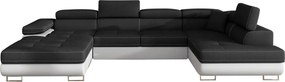 Γωνιακός καναπές Romeo-Δεξιά-Μαύρο - Λευκό - 345.00Χ202.00Χ90.00cm