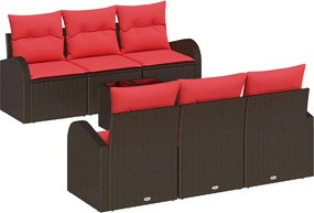 vidaXL Σετ Καναπέ Κήπου 7 τεμ. 6-Αριθμός καθισμάτων Καφέ