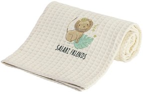 Κουβέρτα Βρεφική Πικέ Safari Friends White-Green Nima Crib 80x110cm 100% Βαμβάκι