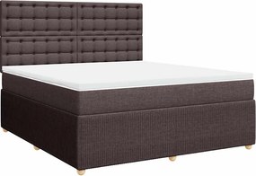 vidaXL Κρεβάτι Boxspring με Στρώμα Σκούρο Καφέ 180x200 εκ Υφασμάτινο