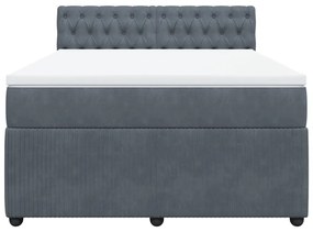 vidaXL Κρεβάτι Boxspring με Στρώμα Σκούρο Γκρι 160x200 εκ. Βελούδινο