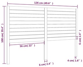 vidaXL Κεφαλάρι Κρεβατιού Μαύρο 126 x 4 x 100 εκ. Μασίφ Ξύλο Πεύκου