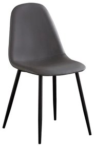 ΕΜ907,1ΜP CELINA Καρέκλα Μέταλλο Βαφή Μαύρο, Pvc Γκρι  45x54x85cm Μαύρο/Γκρι,  Μέταλλο/PVC - PU, , 4 Τεμάχια