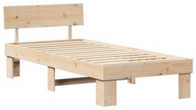 vidaXL Σκελετός Κρεβατιού Καφέ 90 x 200 cm Συμπαγές ξύλο πεύκου