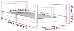 ΠΛΑΙΣΙΟ ΠΑΙΔΙΚΟΥ ΚΡΕΒΑΤΙΟΥ ΜΑΥΡΟ 80 X 200 ΕΚ. ΜΑΣΙΦ ΞΥΛΟ ΠΕΥΚΟΥ 834422